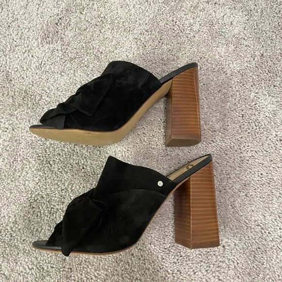 Sam Edelman Women’s Yumi Black Suede Heel Shoes - Picture 3 of 10